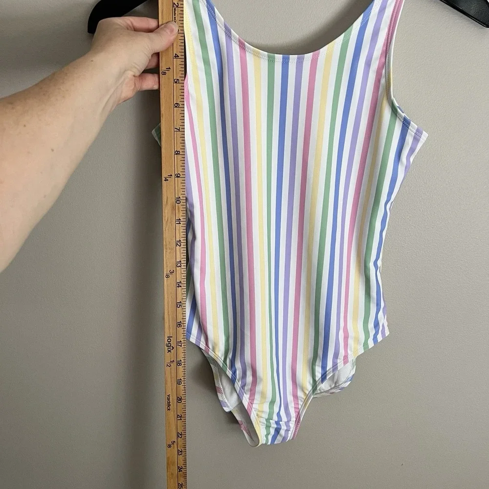 Gap Kids Girls Swimsuit XXL Pastel Rainbow Vertical Stripes Beach Tween - Picture 2 of 5